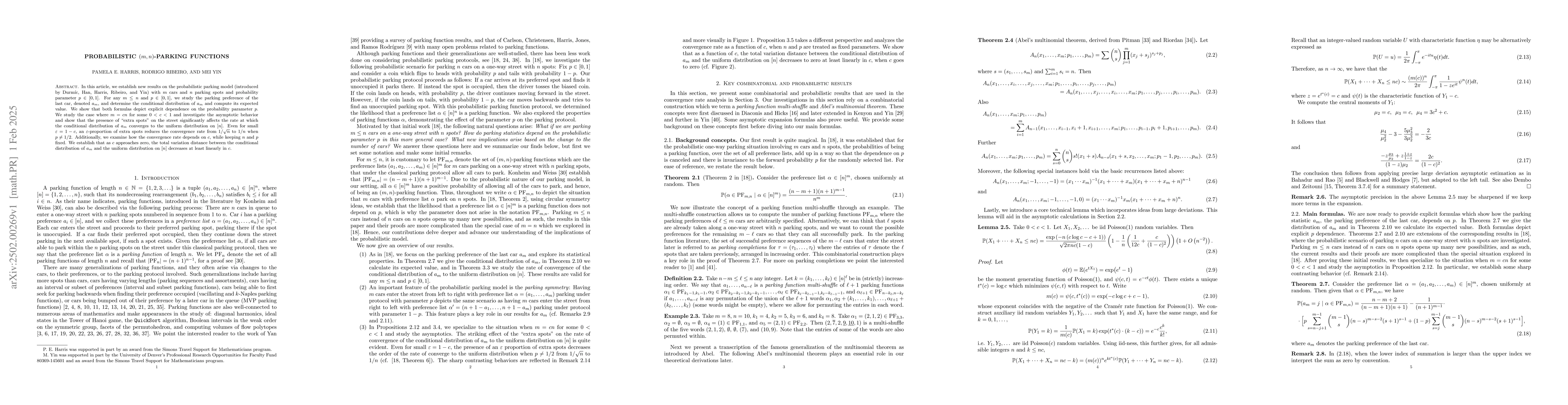 Thumbnail for Probabilistic $(m,n)$-Parking Functions