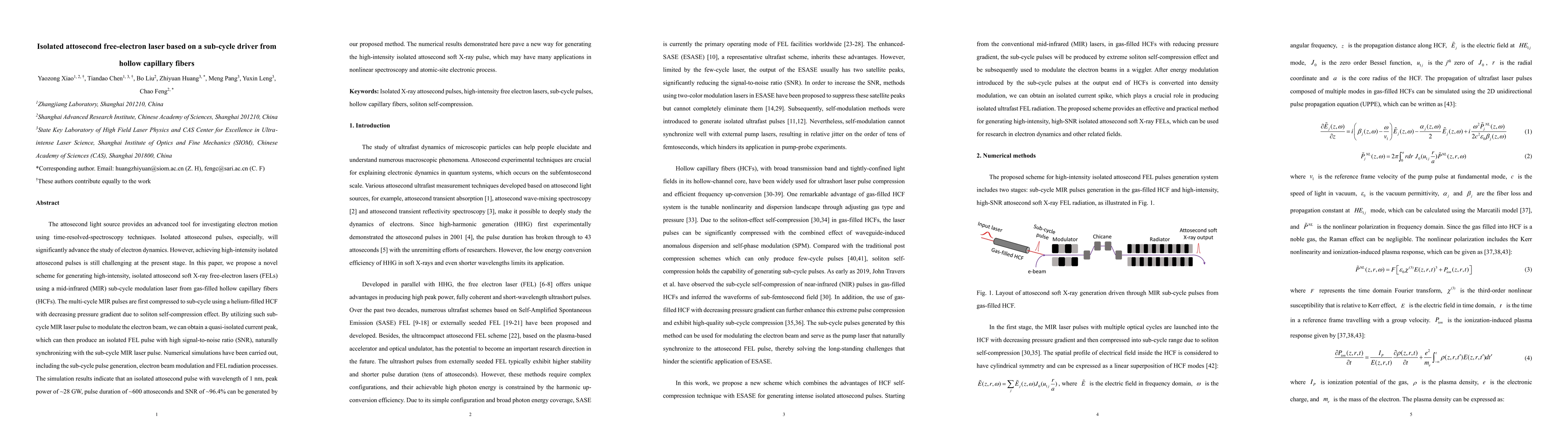 Thumbnail for Isolated attosecond free-electron laser based on a sub-cycle driver from
  hollow capillary fibers