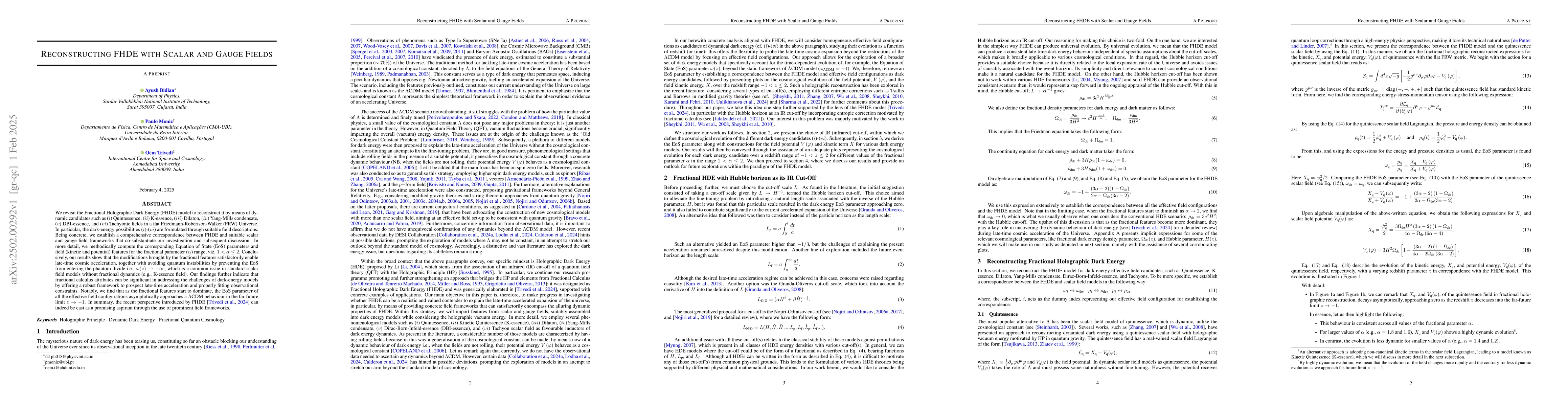 Thumbnail for Reconstructing FHDE with Scalar and Gauge Fields