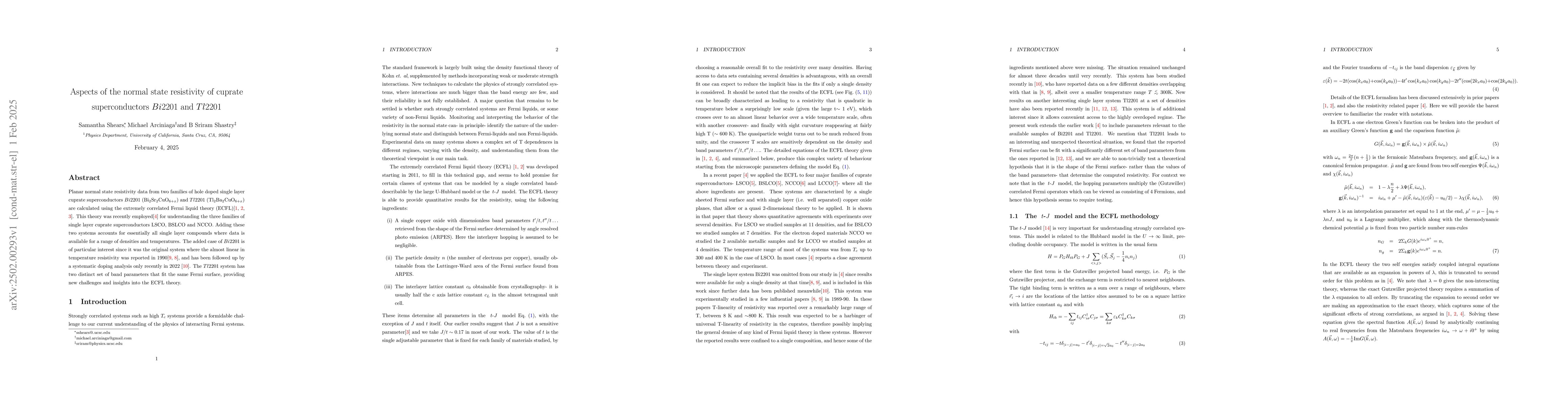 Thumbnail for Aspects of the normal state resistivity of cuprate superconductors
  Bi2201 and Tl2201