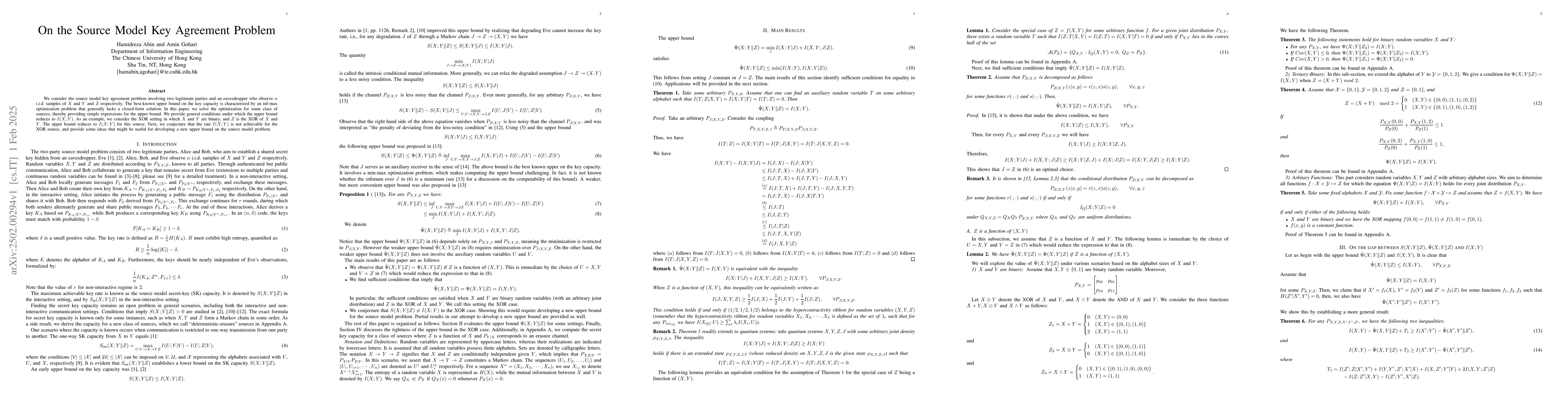 Thumbnail for On the Source Model Key Agreement Problem