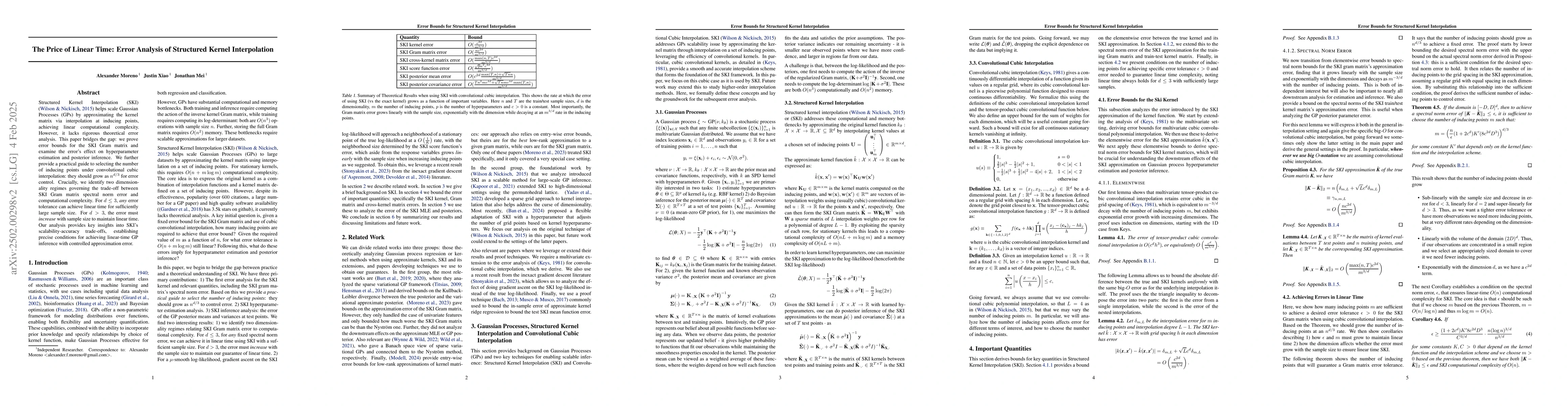 Thumbnail for The Price of Linear Time: Error Analysis of Structured Kernel
  Interpolation