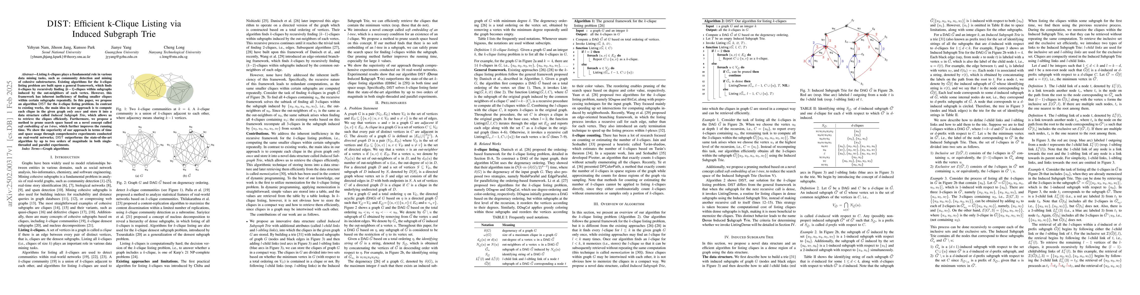 Thumbnail for DIST: Efficient k-Clique Listing via Induced Subgraph Trie