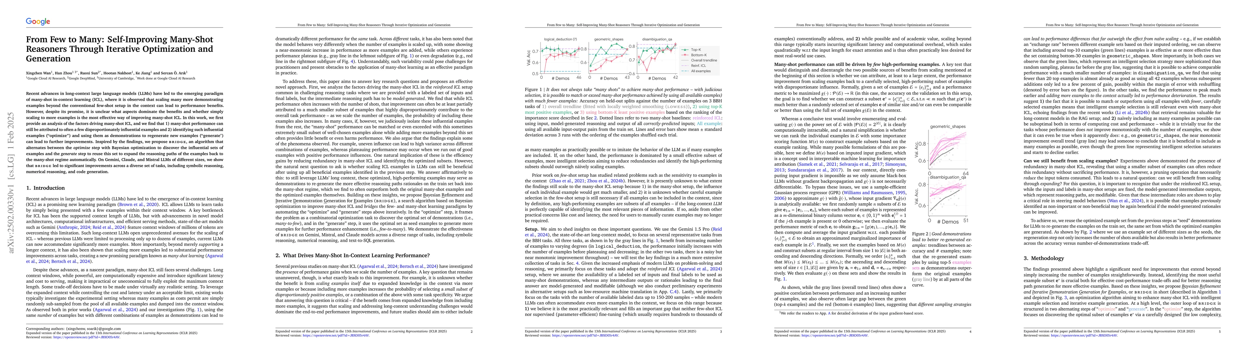 Thumbnail for From Few to Many: Self-Improving Many-Shot Reasoners Through Iterative
  Optimization and Generation