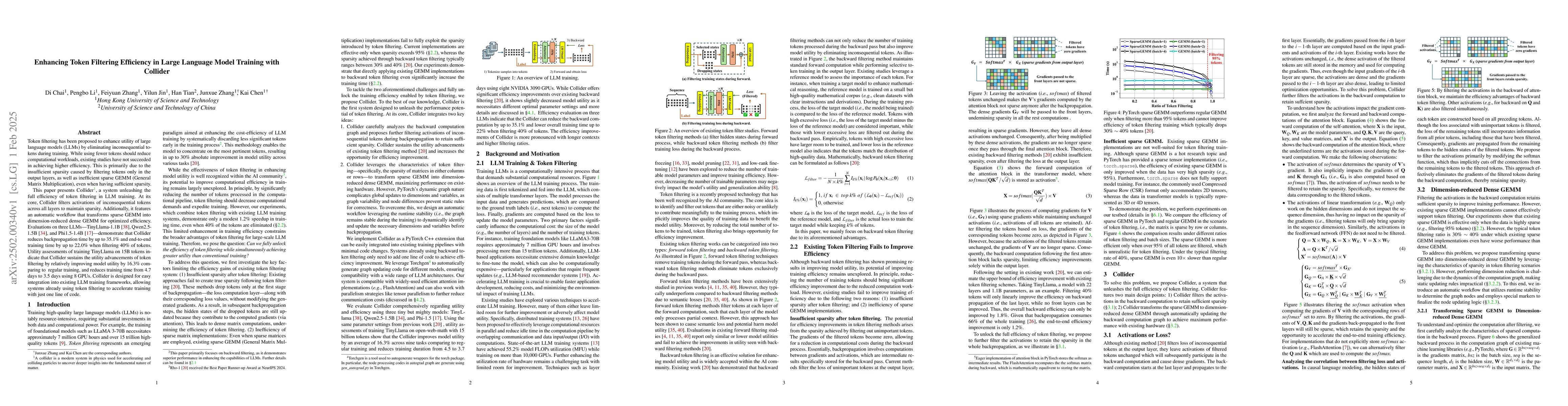 Thumbnail for Enhancing Token Filtering Efficiency in Large Language Model Training
  with Collider