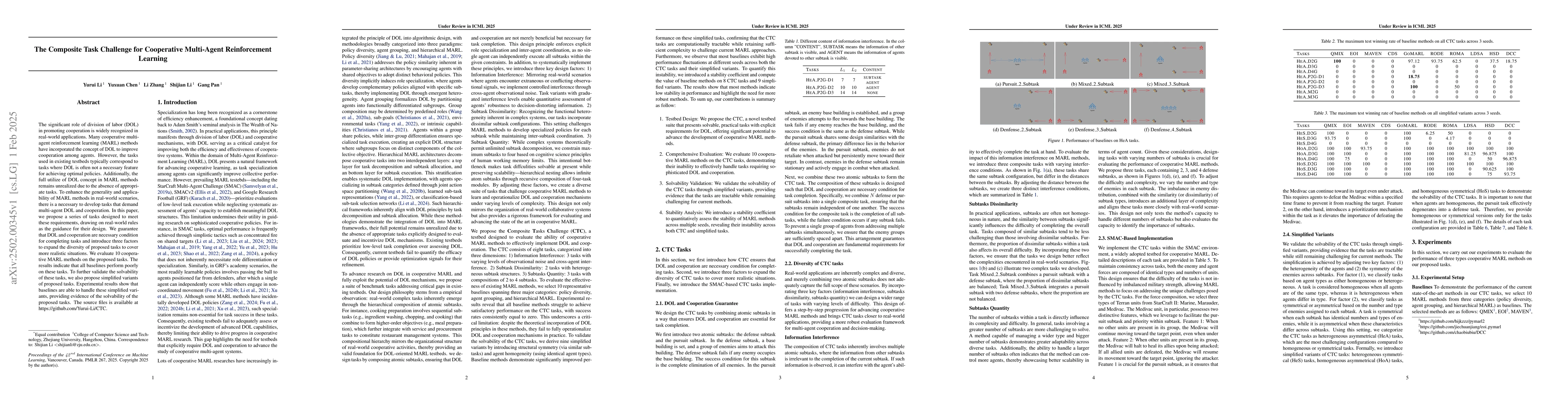 Thumbnail for The Composite Task Challenge for Cooperative Multi-Agent Reinforcement
  Learning