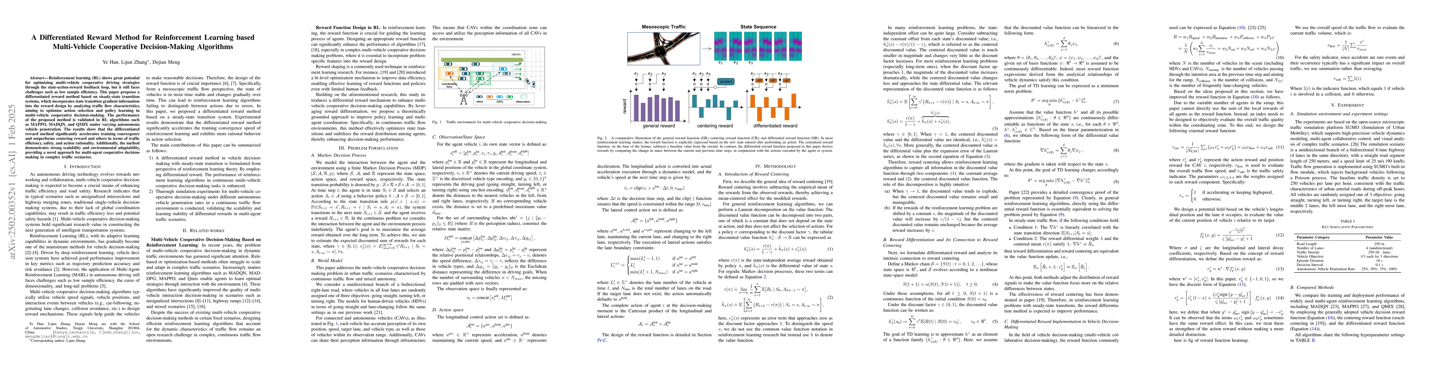 Thumbnail for A Differentiated Reward Method for Reinforcement Learning based
  Multi-Vehicle Cooperative Decision-Making Algorithms