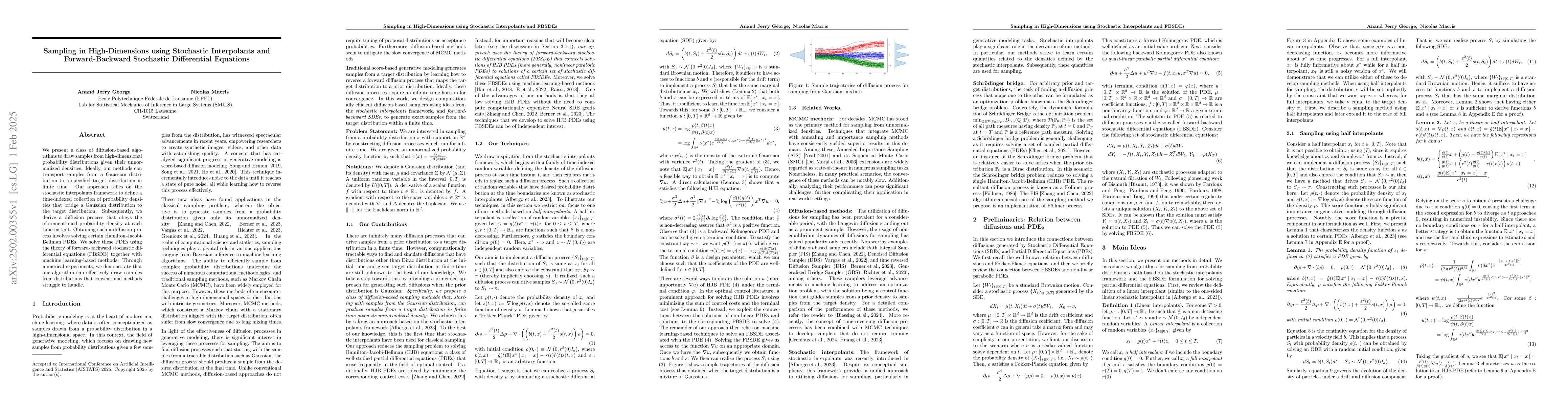 Thumbnail for Sampling in High-Dimensions using Stochastic Interpolants and
  Forward-Backward Stochastic Differential Equations