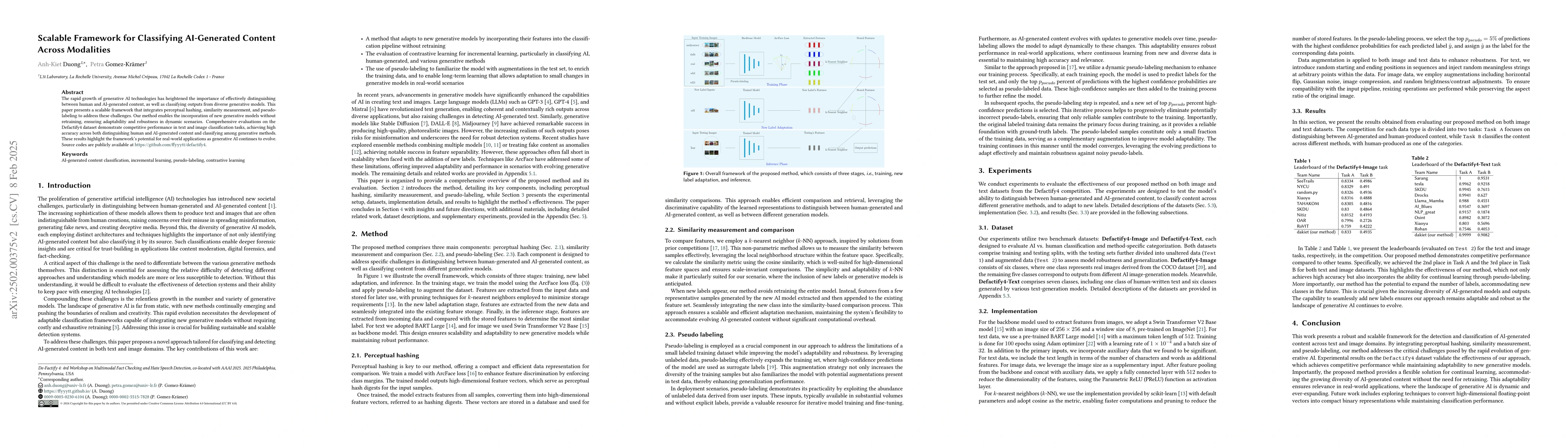 Thumbnail for Scalable Framework for Classifying AI-Generated Content Across
  Modalities