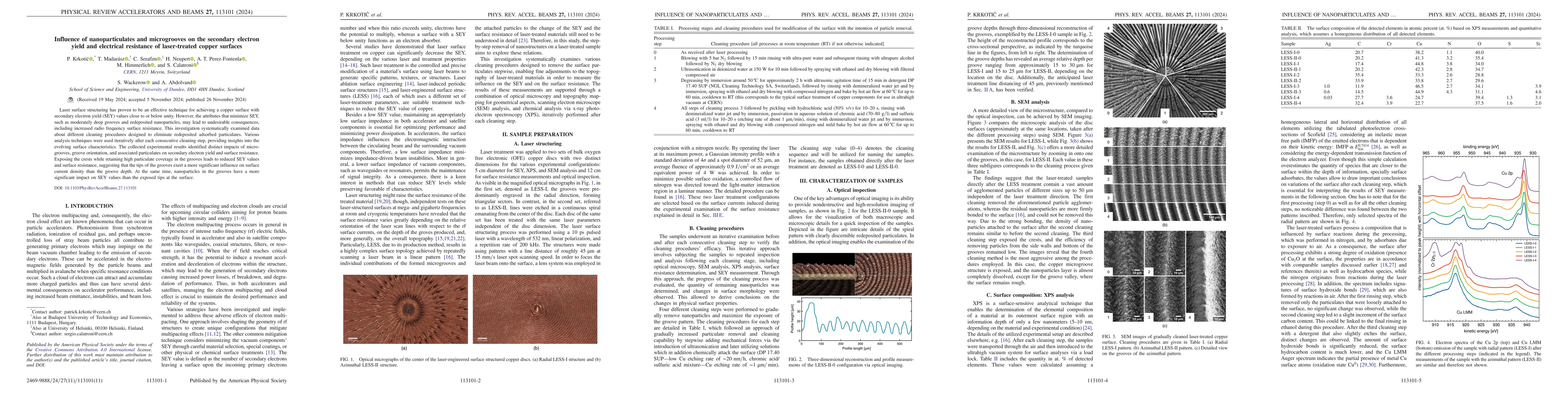Thumbnail for Influence of nanoparticulates and microgrooves on the secondary electron
  yield and electrical resistance of laser-treated copper surfaces