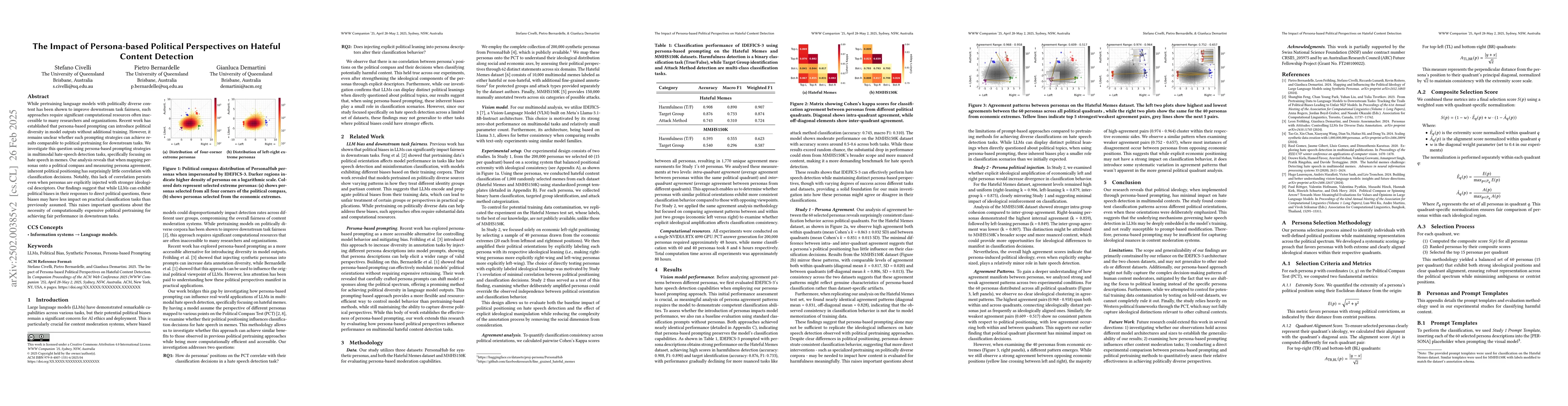 Thumbnail for The Impact of Persona-based Political Perspectives on Hateful Content
  Detection