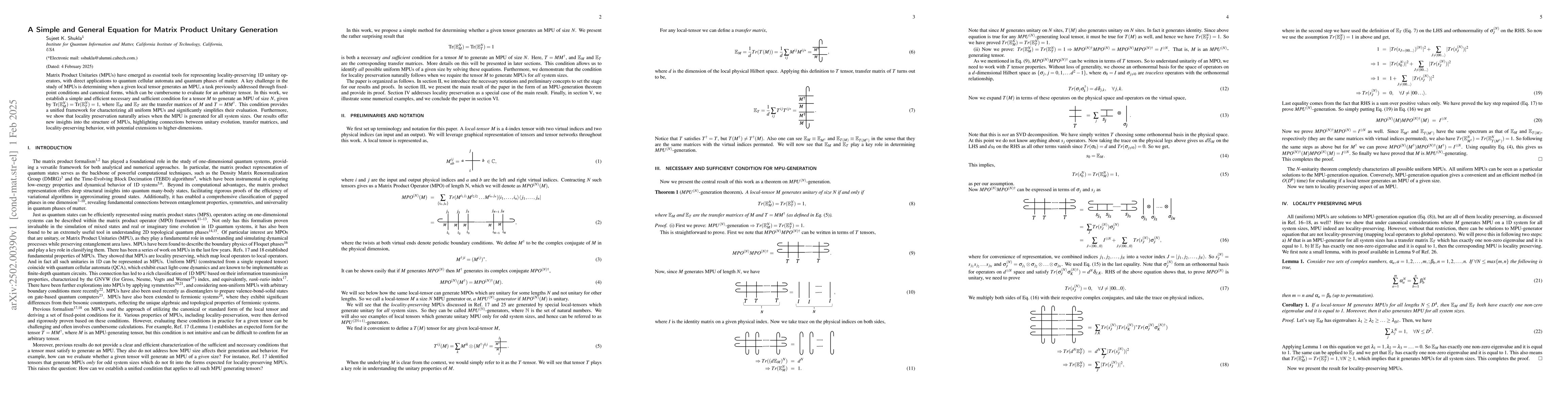 Thumbnail for A Simple and General Equation for Matrix Product Unitary Generation