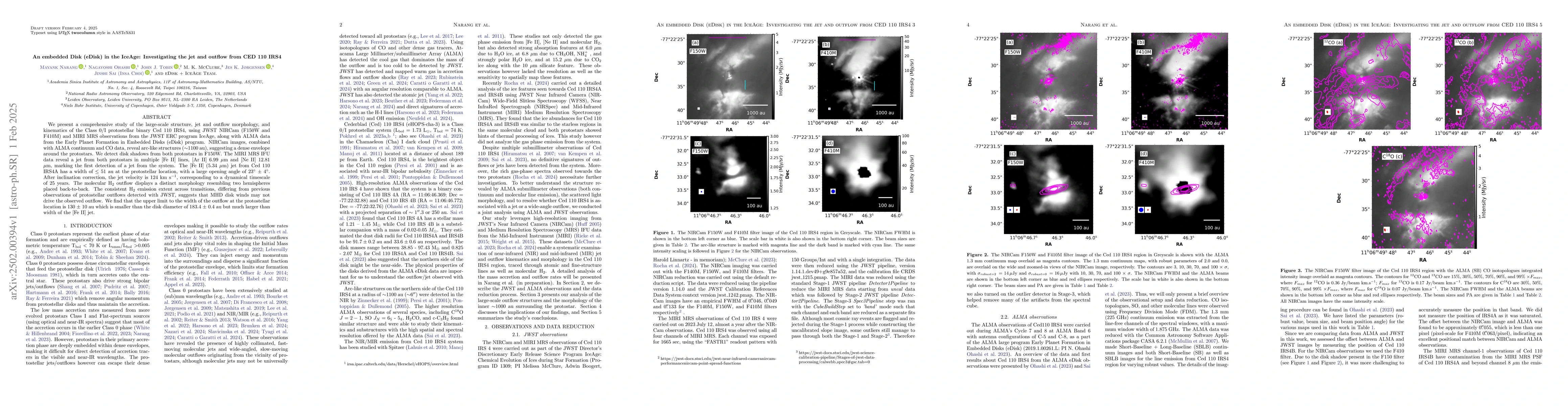Thumbnail for An embedded Disk (eDisk) in the IceAge: Investigating the jet and
  outflow from CED 110 IRS4