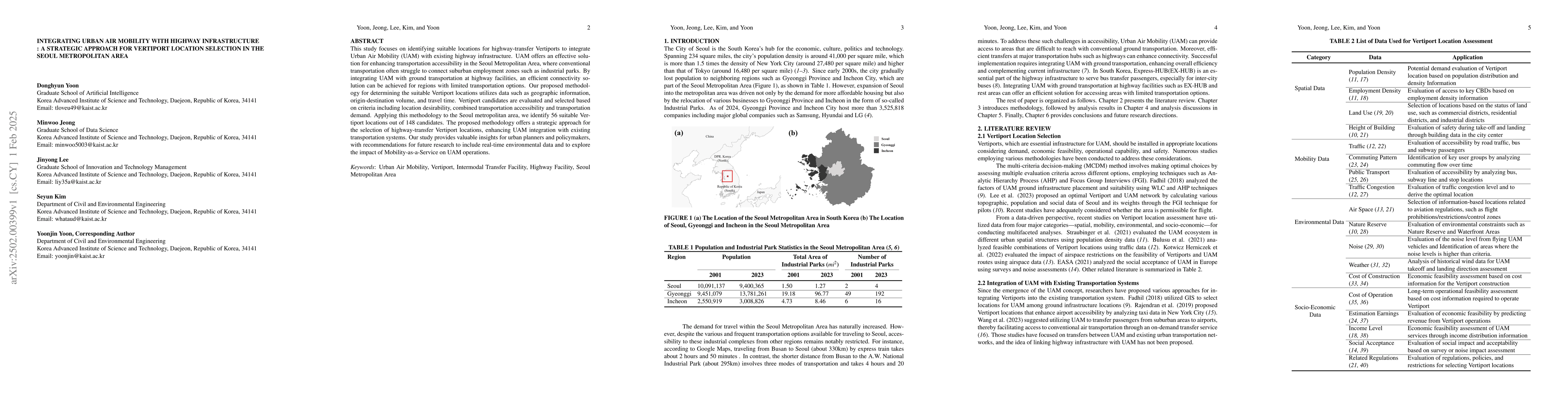 Thumbnail for Integrating Urban Air Mobility with Highway Infrastructure: A Strategic
  Approach for Vertiport Location Selection in the Seoul Metropolitan Area