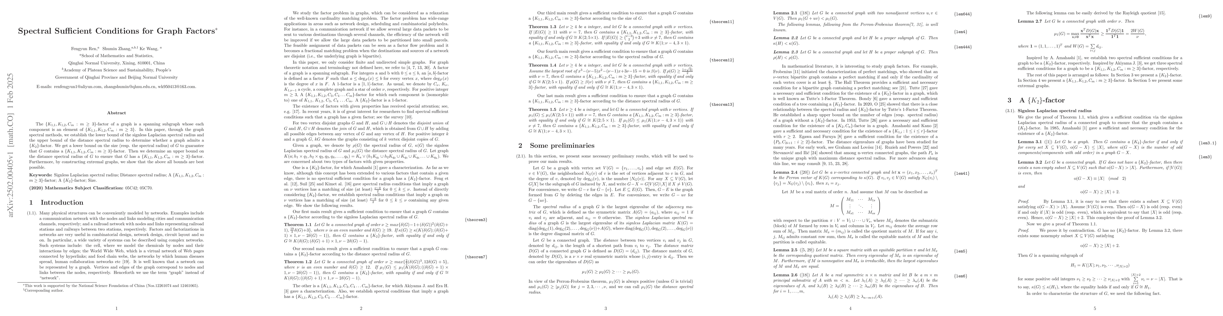 Thumbnail for Spectral Sufficient Conditions for Graph Factors