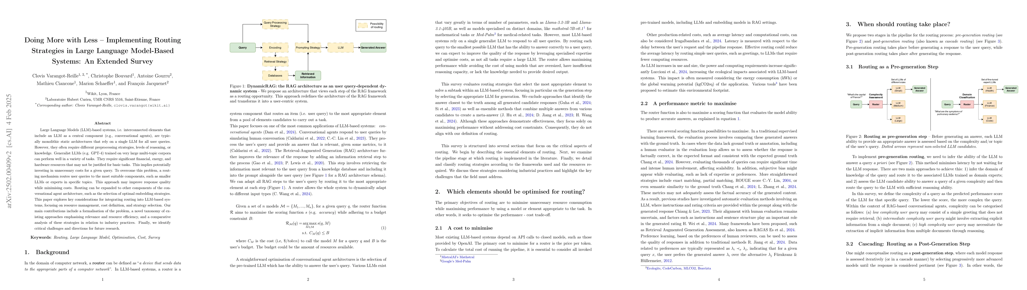 Thumbnail for Doing More with Less -- Implementing Routing Strategies in Large
  Language Model-Based Systems: An Extended Survey