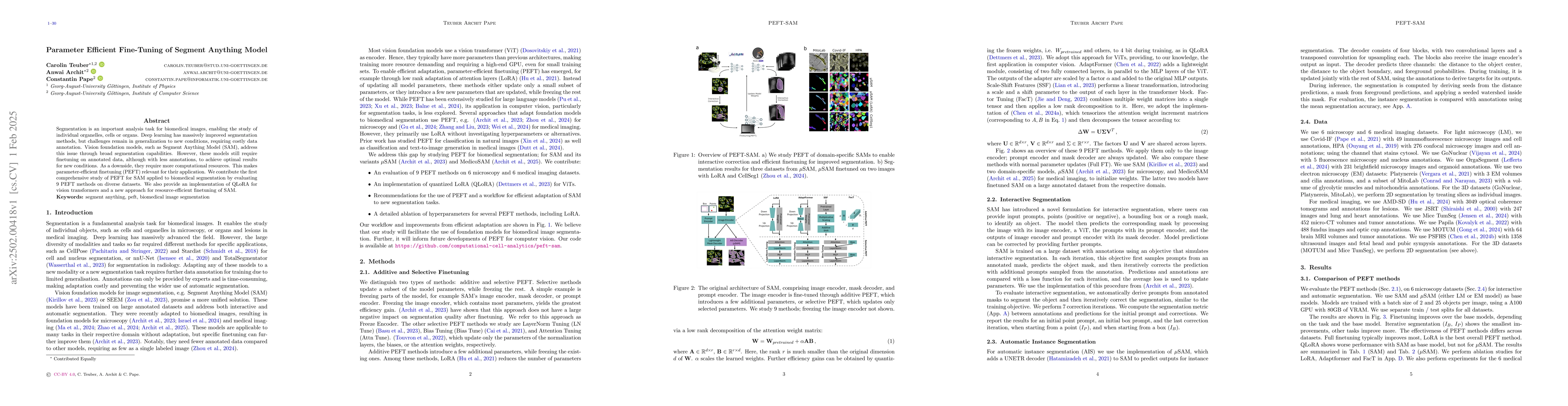 Thumbnail for Parameter Efficient Fine-Tuning of Segment Anything Model