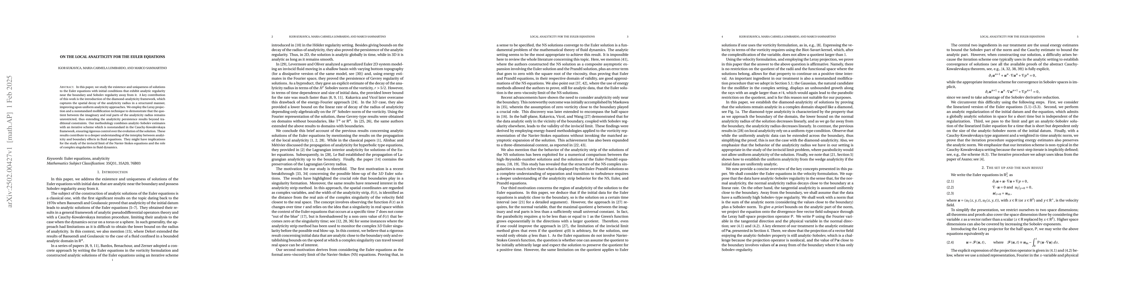 Thumbnail for On the local analyticity for the Euler equations