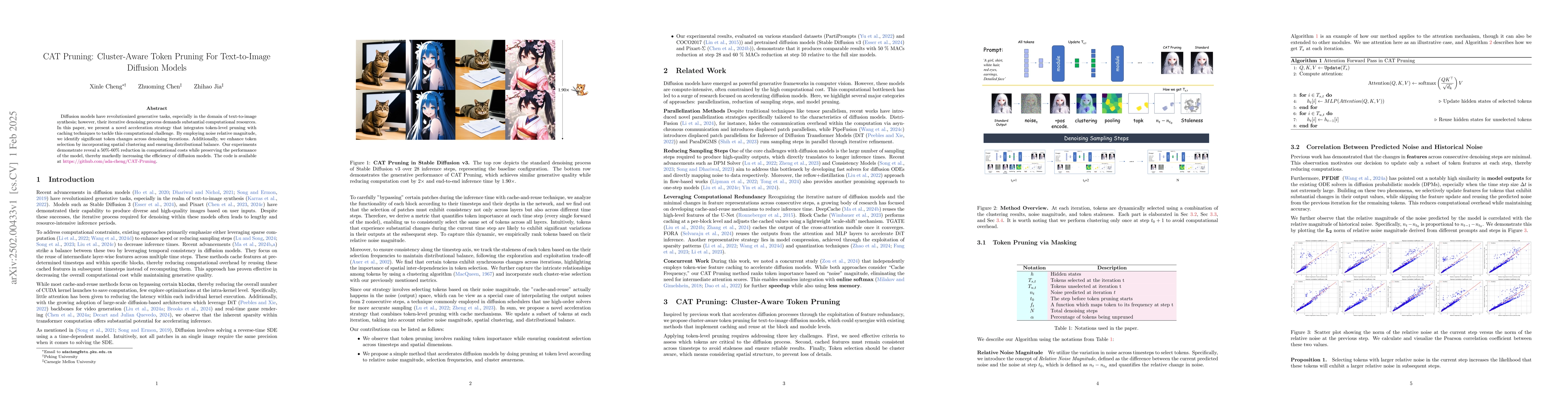 Thumbnail for CAT Pruning: Cluster-Aware Token Pruning For Text-to-Image Diffusion
  Models