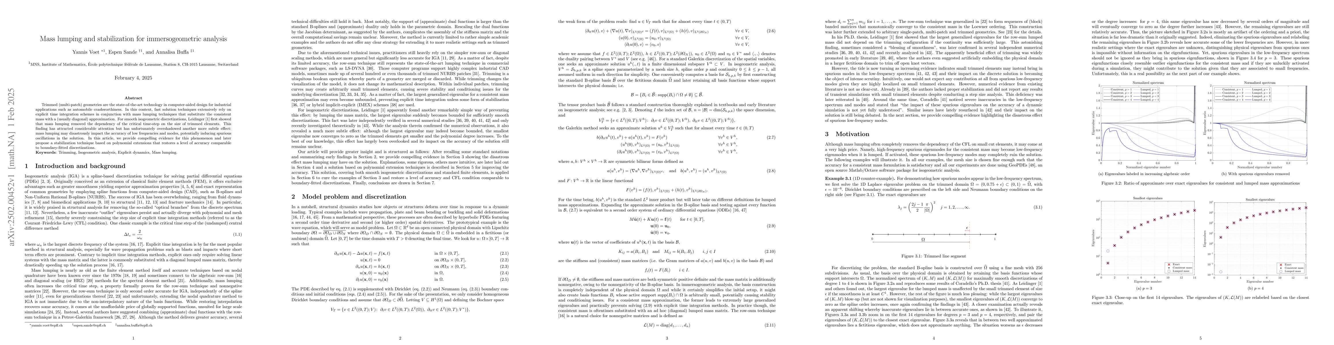Thumbnail for Mass lumping and stabilization for immersogeometric analysis