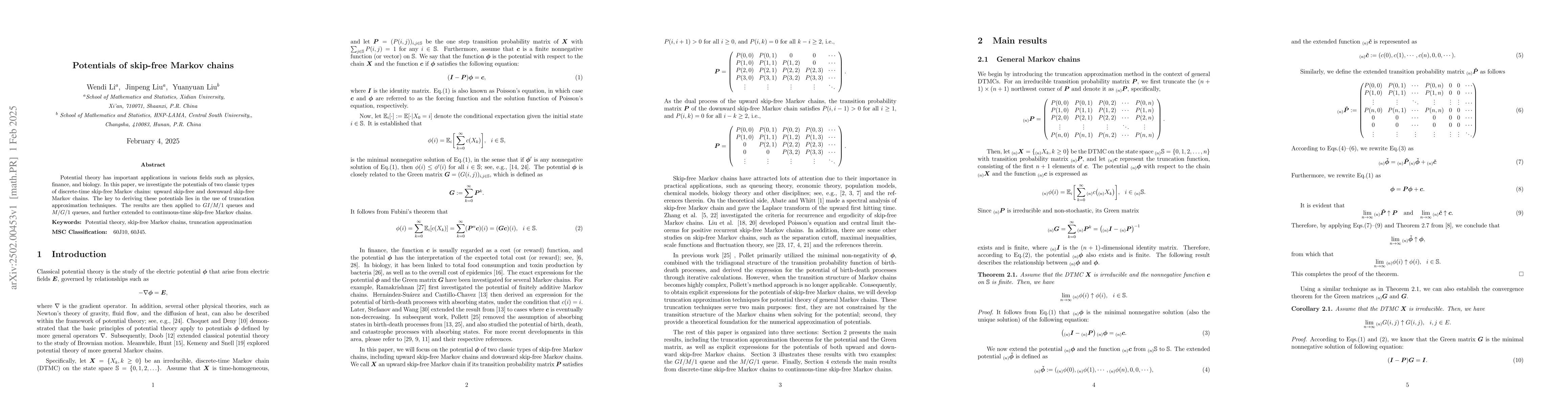 Thumbnail for Potentials of skip-free Markov chains