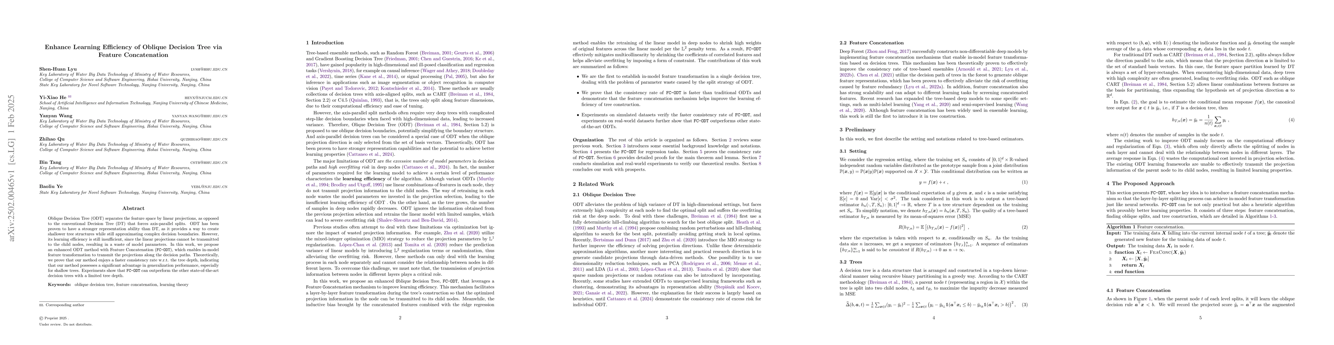 Thumbnail for Enhance Learning Efficiency of Oblique Decision Tree via Feature
  Concatenation