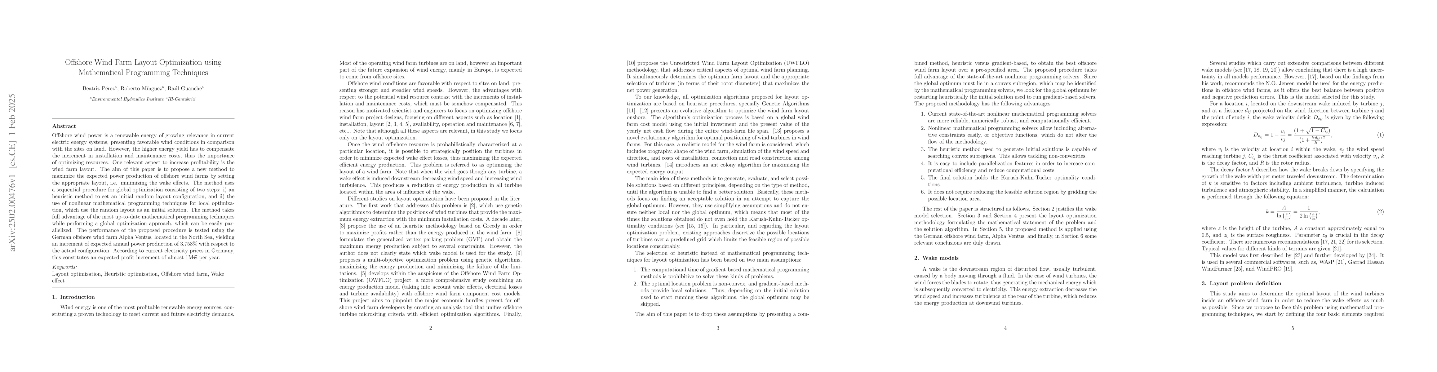 Thumbnail for Offshore wind farm layout optimization using mathematical programming
  techniques