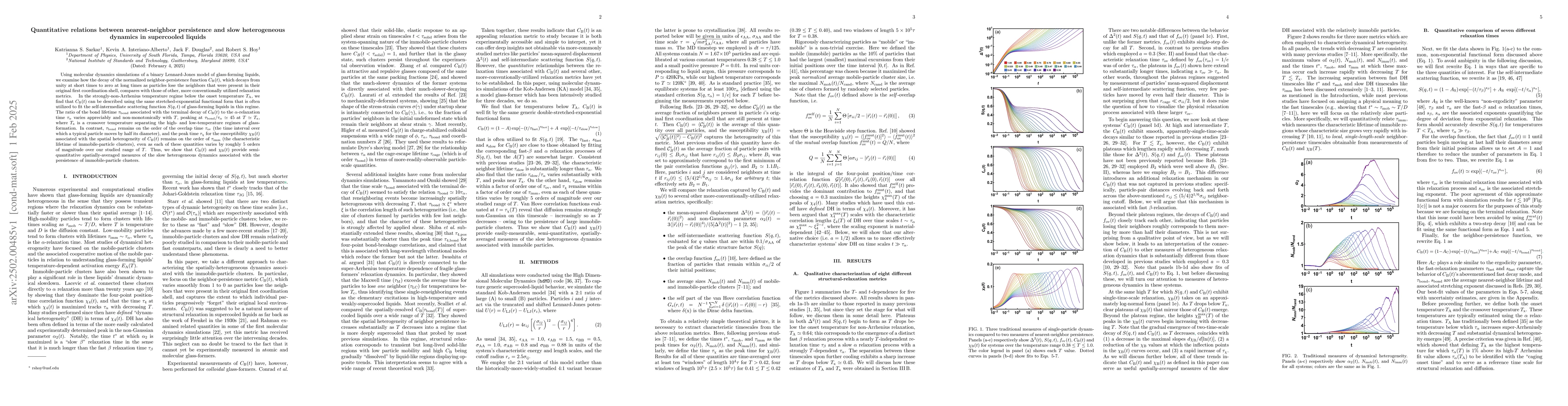 Thumbnail for Quantitative relations between nearest-neighbor persistence and slow
  heterogeneous dynamics in supercooled liquids