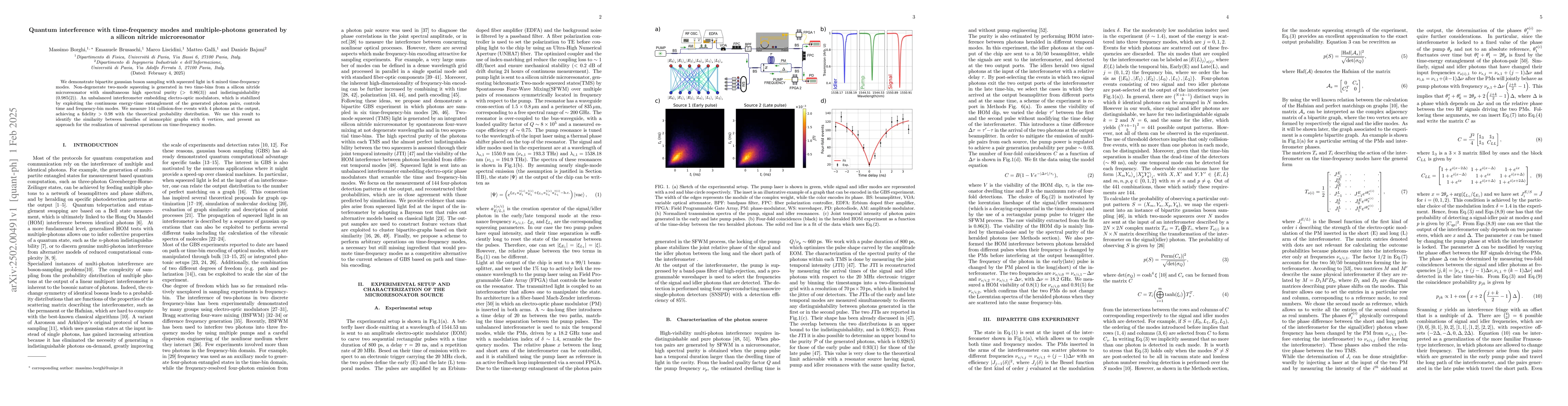Thumbnail for Quantum interference with time-frequency modes and multiple-photons
  generated by a silicon nitride microresonator