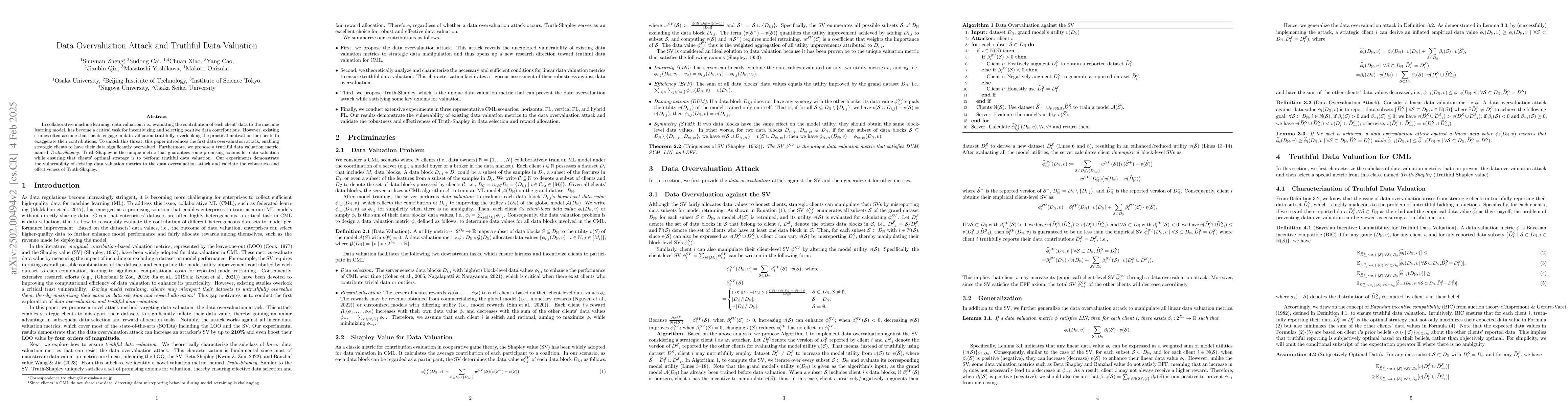 Thumbnail for Data Overvaluation Attack and Truthful Data Valuation