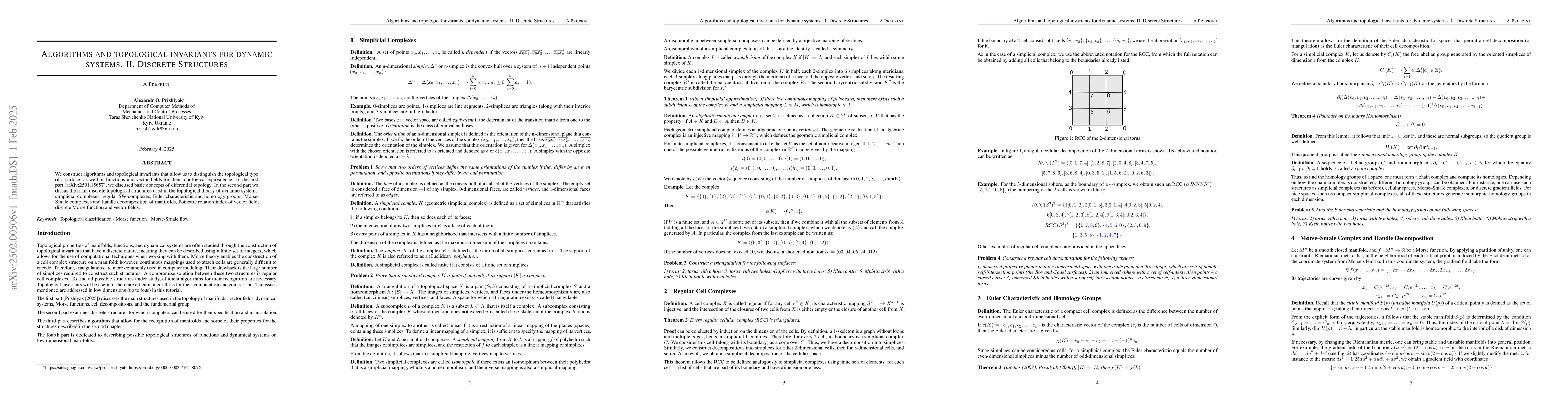 Thumbnail for Algorithms and topological invariants for dynamic systems. II. Discrete
  Structures