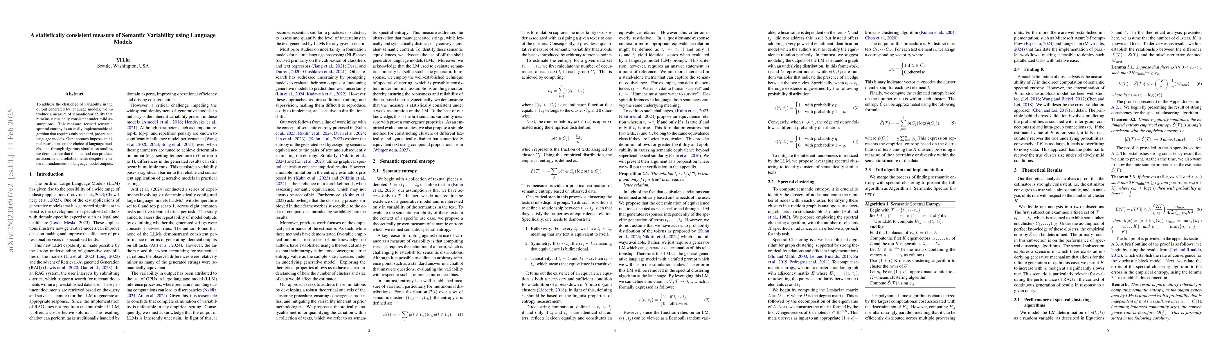 Thumbnail for A statistically consistent measure of Semantic Variability using
  Language Models