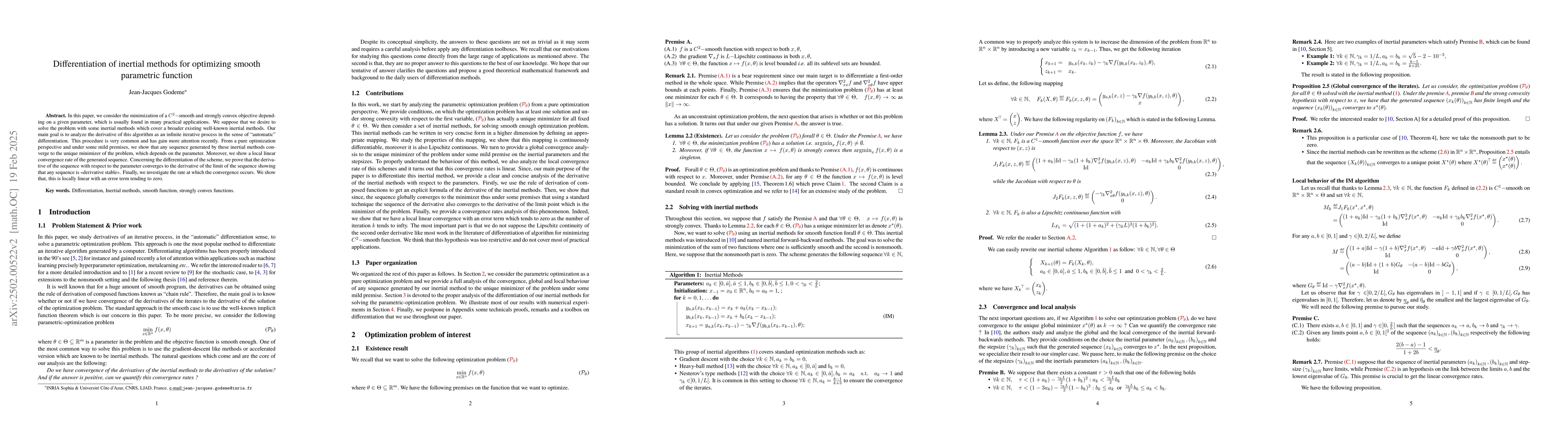 Thumbnail for Differentiation of inertial methods for optimizing smooth parametric
  function