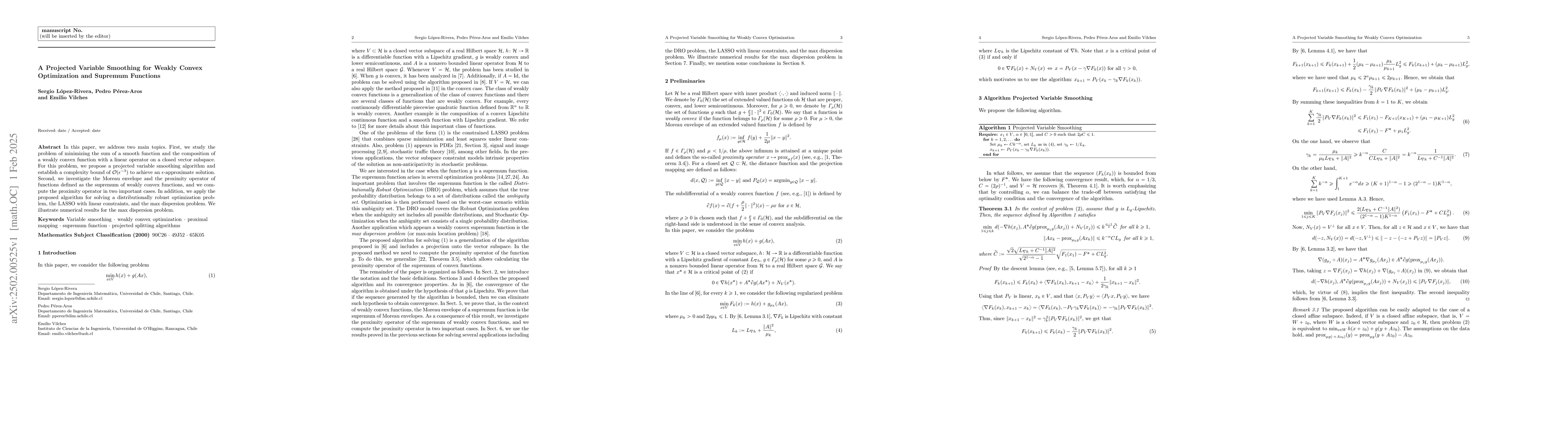 Thumbnail for A Projected Variable Smoothing for Weakly Convex Optimization and
  Supremum Functions