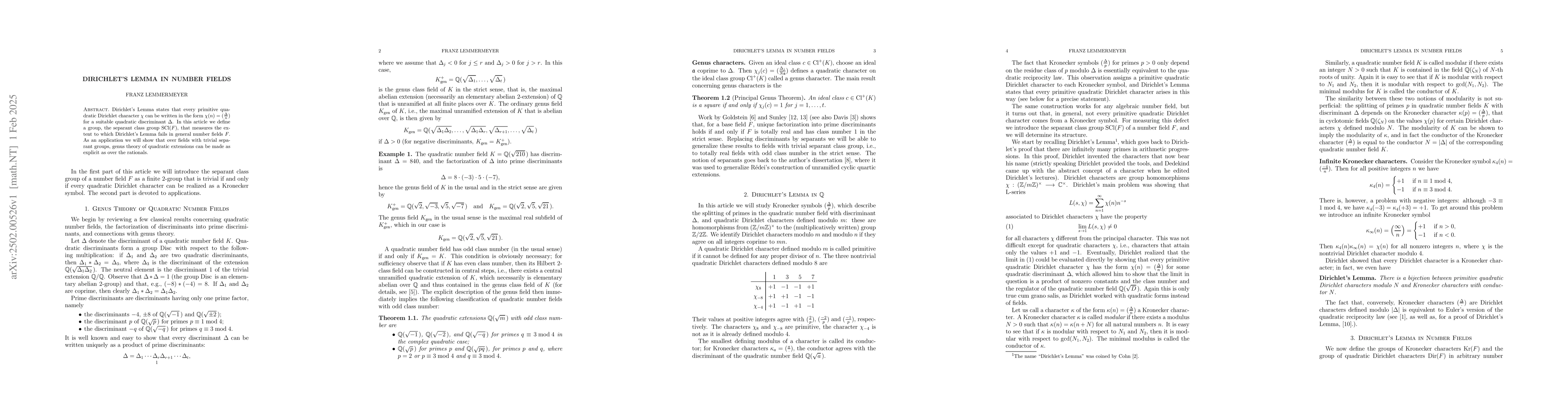 Thumbnail for Dirichlet's Lemma in Number Fields