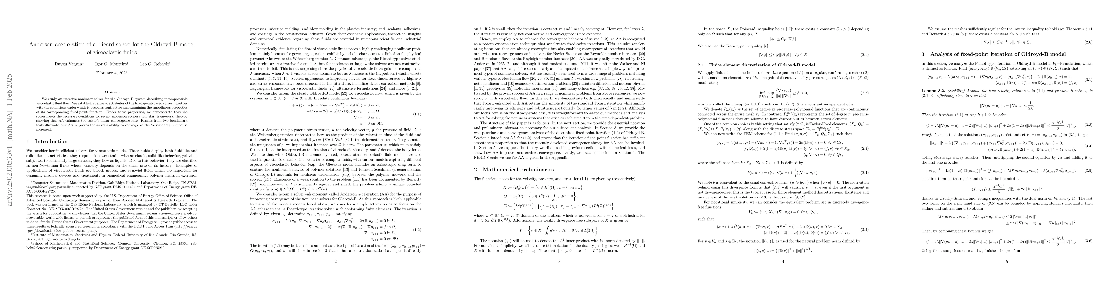 Thumbnail for Anderson acceleration of a Picard solver for the Oldroyd-B model of
  viscoelastic fluids