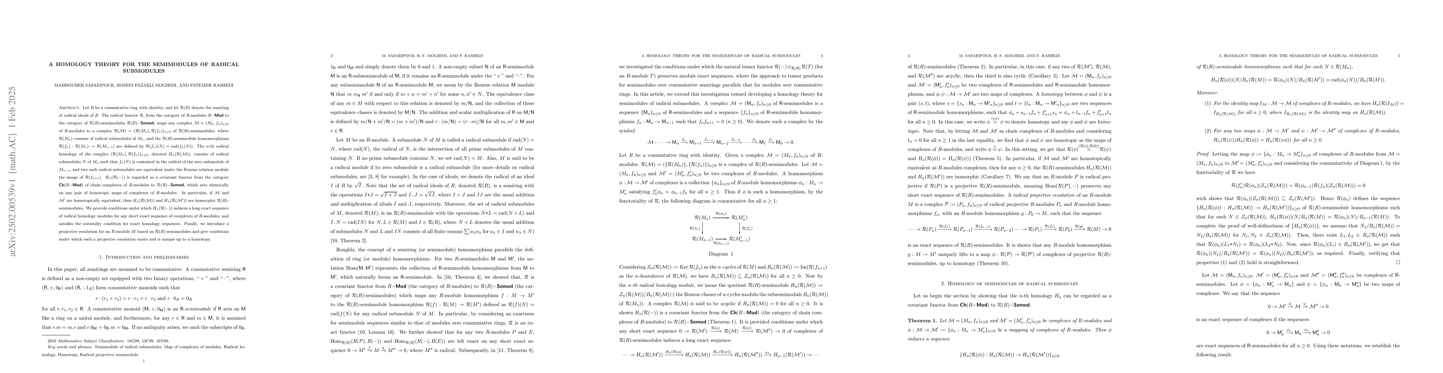 Thumbnail for A Homology Theory for the Semimodules of Radical Submodules