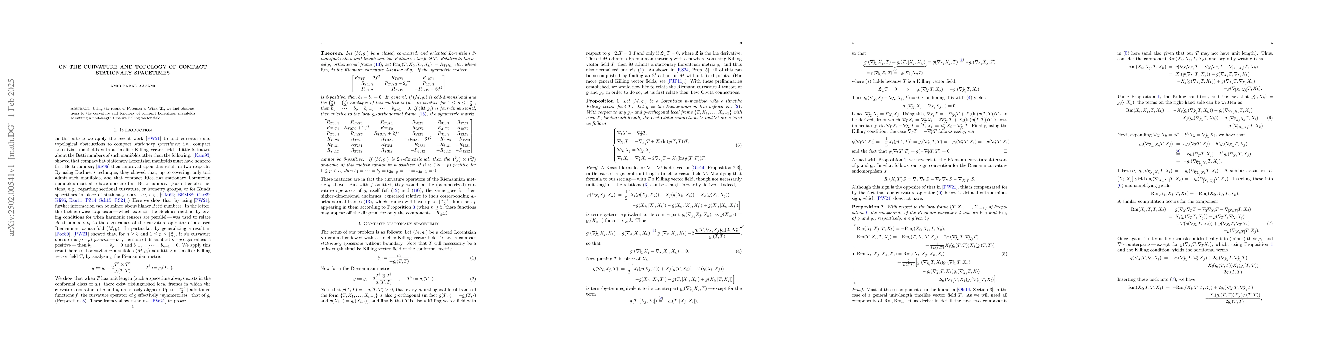 Thumbnail for On the Curvature and Topology of Compact Stationary Spacetimes
