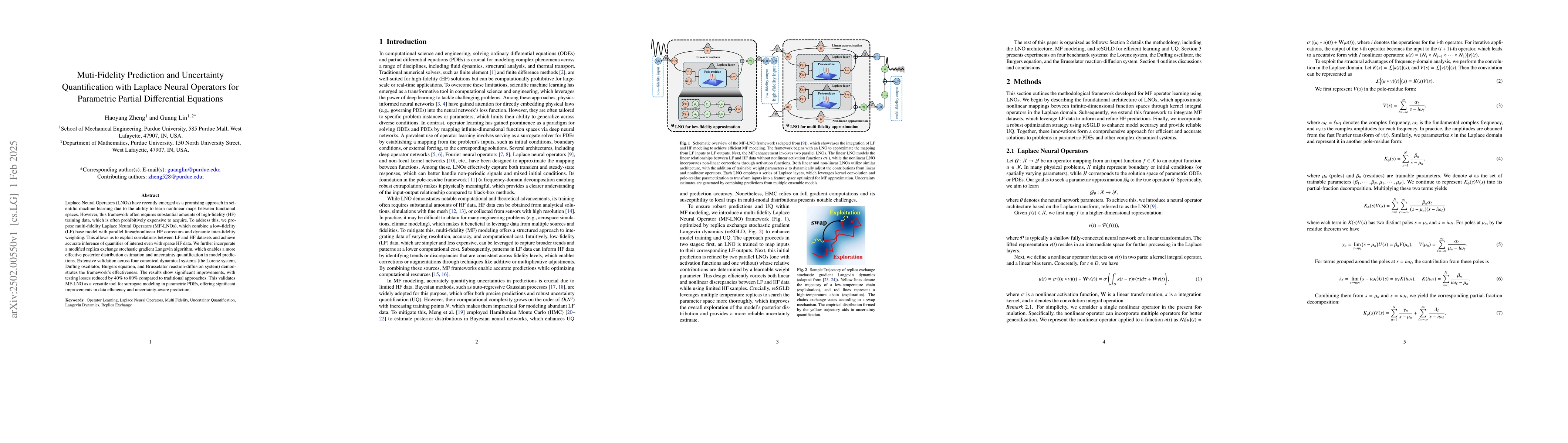 Thumbnail for Muti-Fidelity Prediction and Uncertainty Quantification with Laplace
  Neural Operators for Parametric Partial Differential Equations