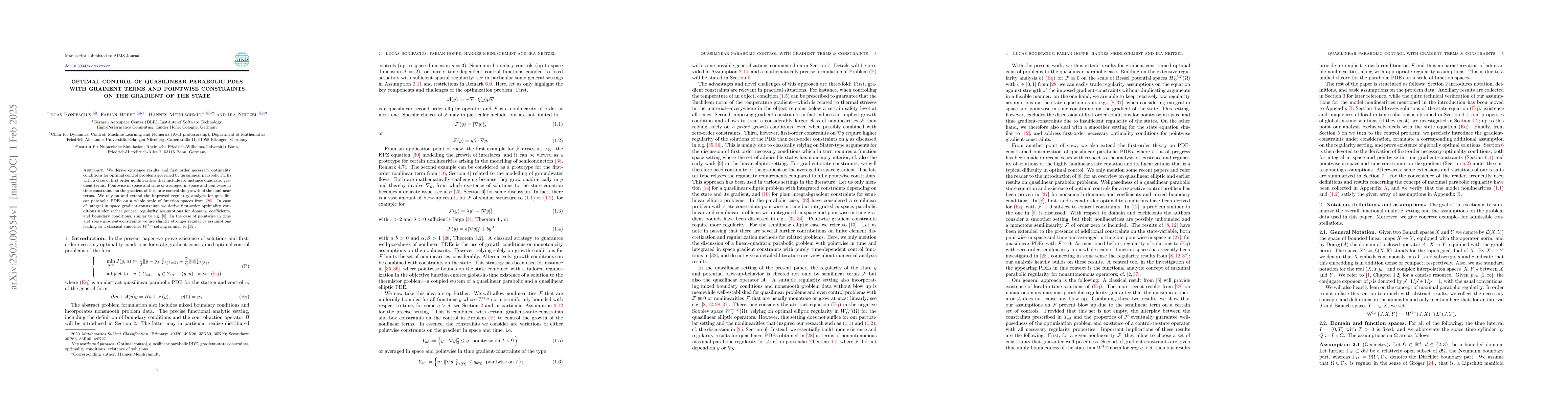 Thumbnail for Optimal control of quasilinear parabolic PDEs with gradient terms and
  pointwise constraints on the gradient of the state