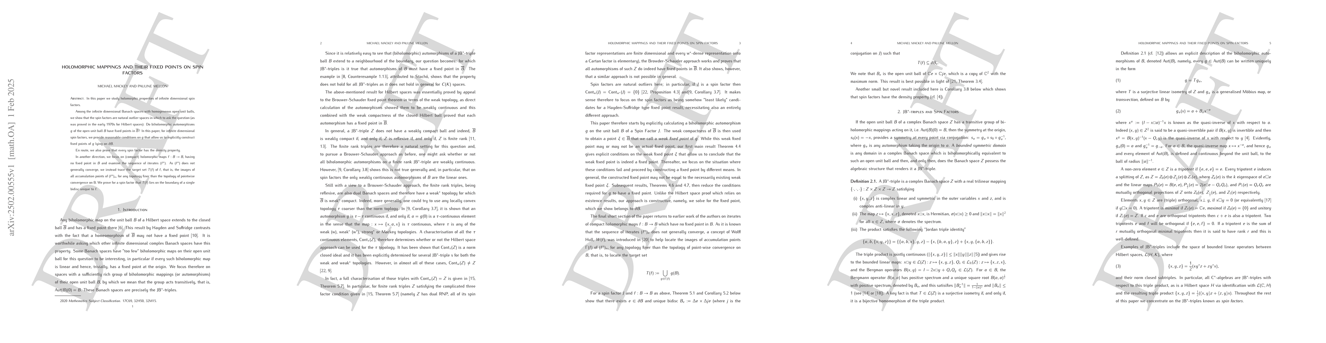 Thumbnail for Holomorphic mappings and their fixed points on Spin Factors