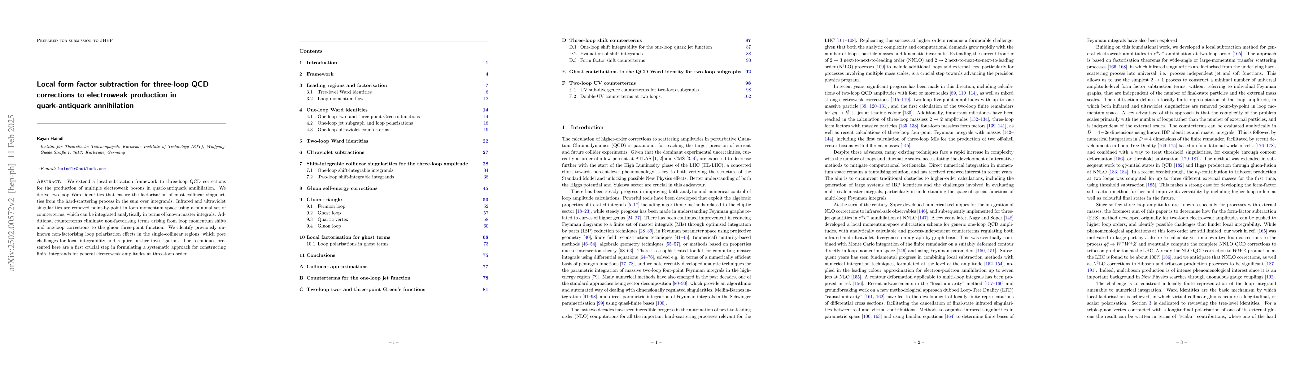 Thumbnail for Local form factor subtraction for three-loop QCD corrections to
  electroweak production in quark-antiquark annihilation