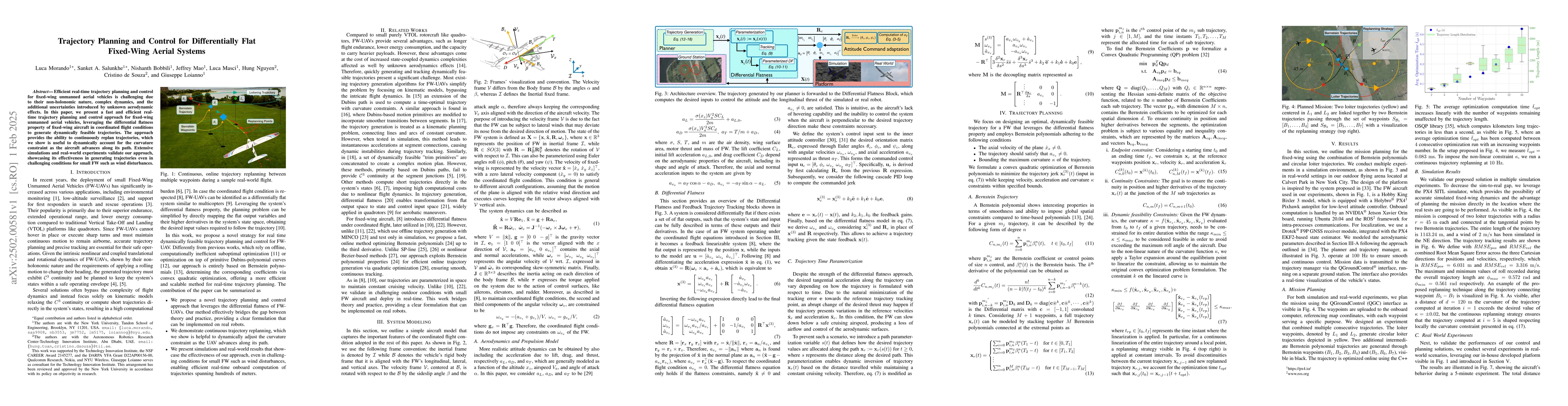 Thumbnail for Trajectory Planning and Control for Differentially Flat Fixed-Wing
  Aerial Systems