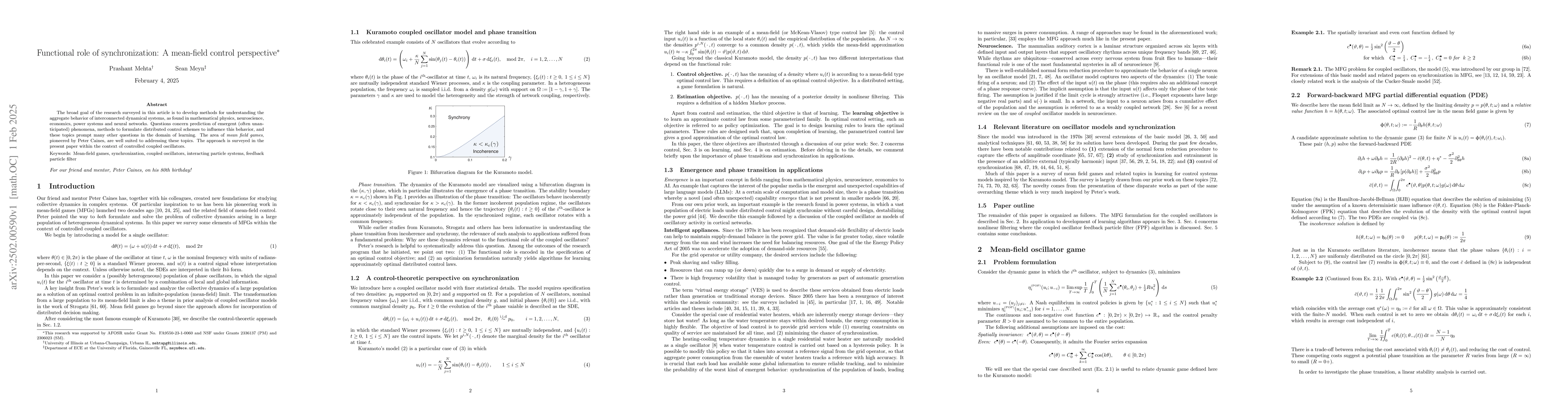 Thumbnail for Functional role of synchronization: A mean-field control perspective