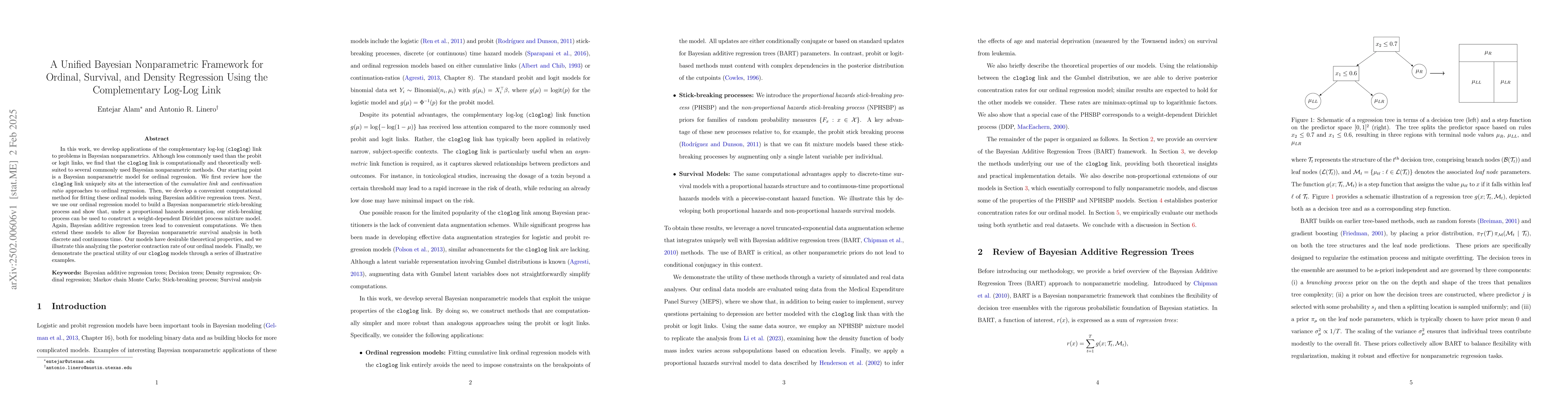 Thumbnail for A Unified Bayesian Nonparametric Framework for Ordinal, Survival, and
  Density Regression Using the Complementary Log-Log Link