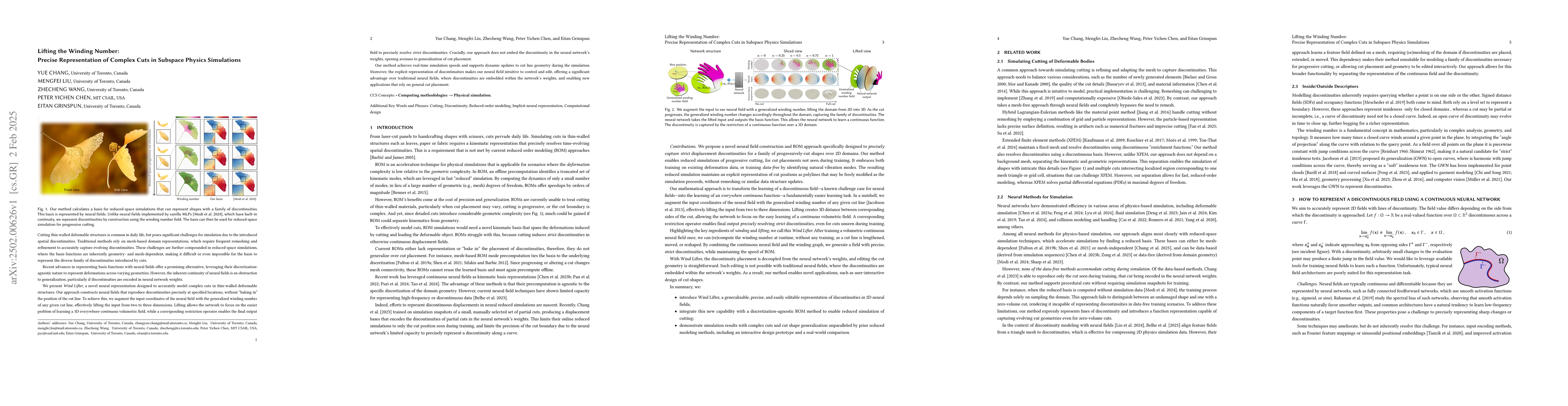 Thumbnail for Lifting the Winding Number: Precise Representation of Complex Cuts in
  Subspace Physics Simulations