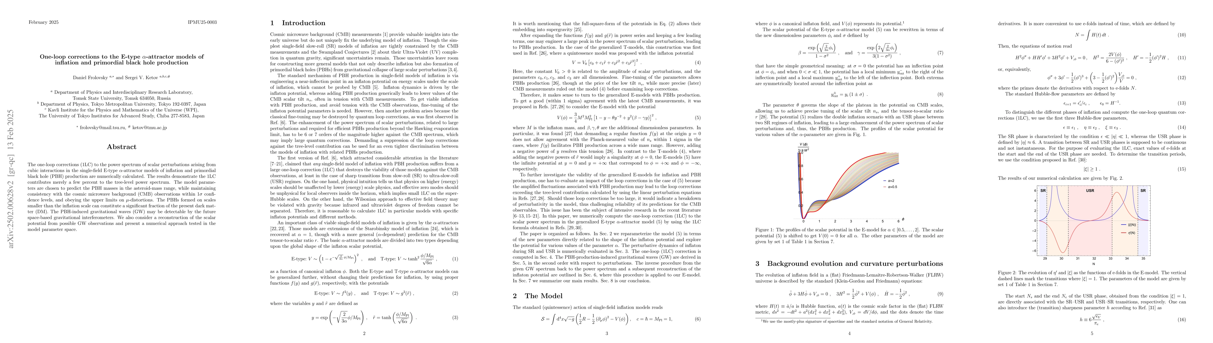 Thumbnail for One-loop corrections to the E-type $α$-attractor models of
  inflation and primordial black hole production