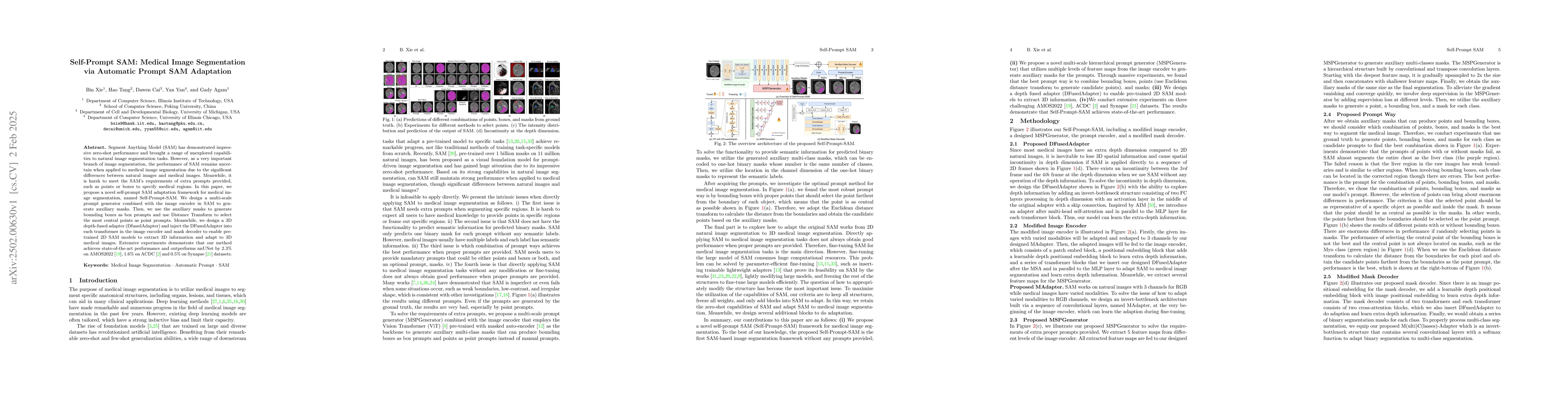Thumbnail for Self-Prompt SAM: Medical Image Segmentation via Automatic Prompt SAM
  Adaptation
