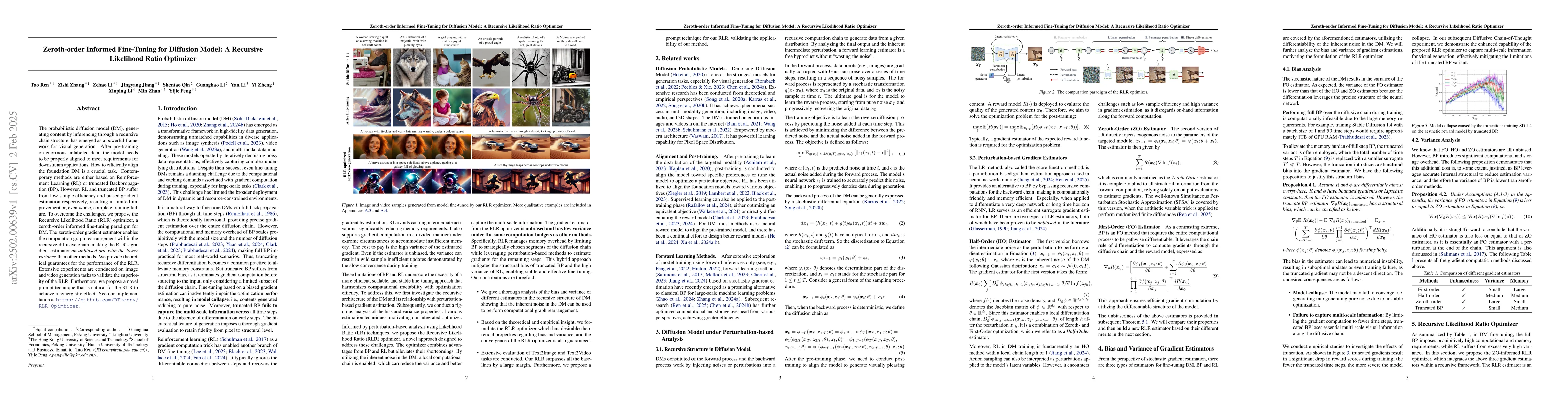Thumbnail for Zeroth-order Informed Fine-Tuning for Diffusion Model: A Recursive
  Likelihood Ratio Optimizer