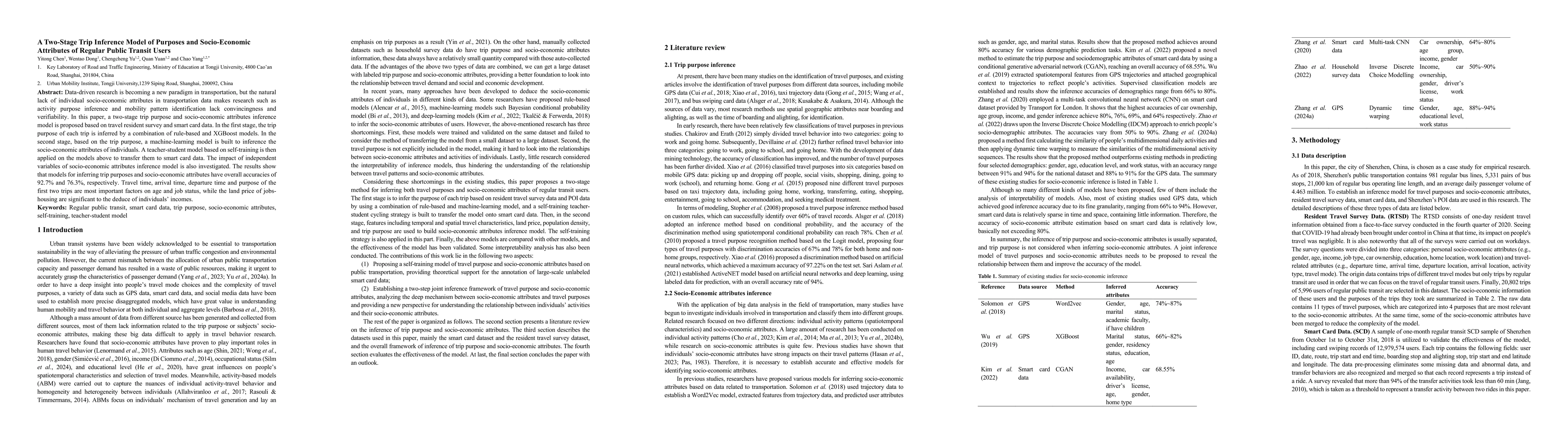 Thumbnail for A Two-Stage Trip Inference Model of Purposes and Socio-Economic
  Attributes of Regular Public Transit Users